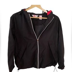 Bike Lightweight Black Windbreaker Jacket with 2 Zippered Pockets and Hood